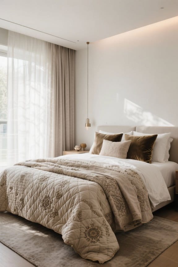 quilted textiles in bedrooms